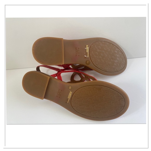 Alex Marie Womens Red Twisted Rope Flat Sandals Shoes - Picture 4 of 4